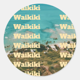 Waikiki, Honolulu, Oahu, Hawaï Ronde Sticker