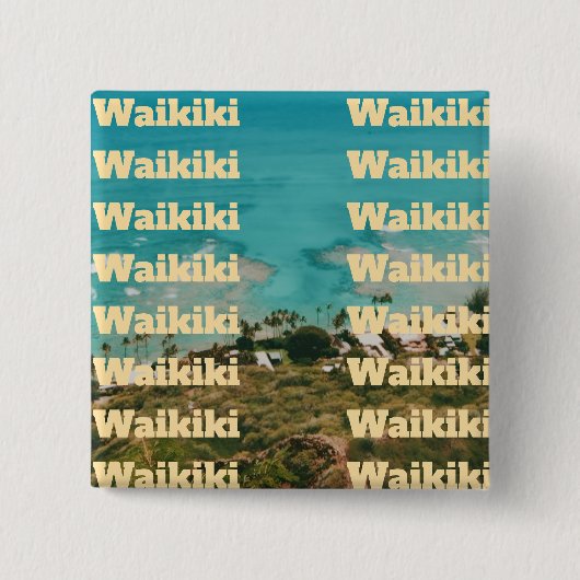 Waikiki, Honolulu, Oahu, Hawaï Vierkante Button 5,1 Cm (Voorkant)