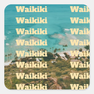 Waikiki, Honolulu, Oahu, Hawaï Vierkante Sticker