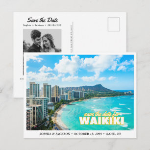 Waikiki Huwelijks Uitnodiging Kaart met Skyline
