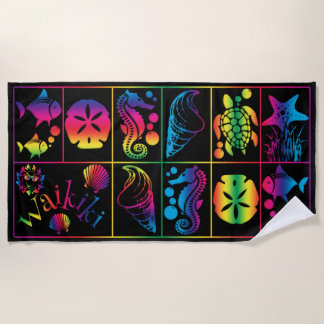 Waikiki kleurrijke zeeleven badhanddoek