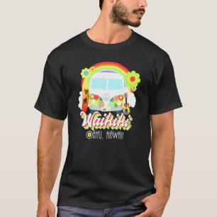 Waikiki Oahu Hawaii Van Hawaiian Beach Surfing T-shirt