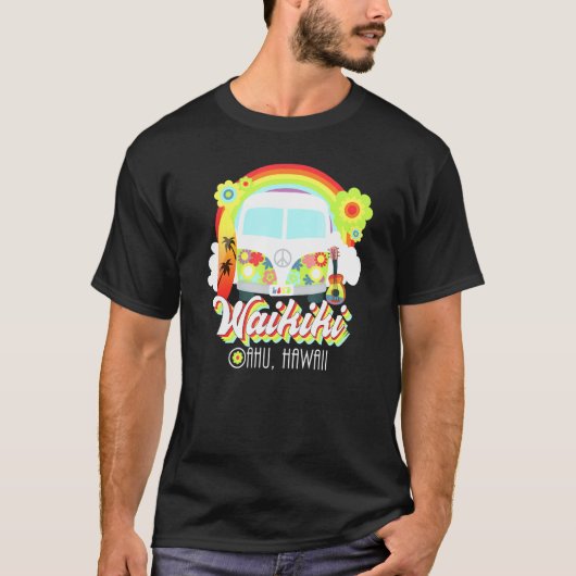 Waikiki Oahu Hawaii Van Hawaiian Beach Surfing T-shirt (Voorkant)
