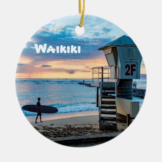 Waikiki O'ahu Keramisch Ornament (Voorkant)