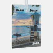 Waikiki O'ahu, Koningin Beach, Glas Ornament (Voorkant Rechts)