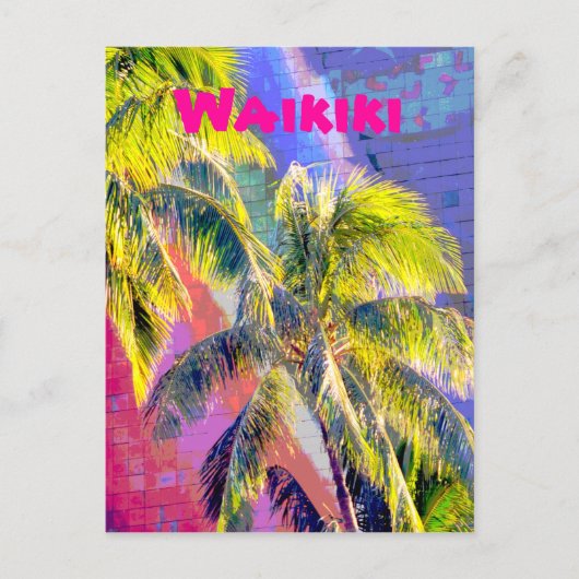 Waikiki Palm Tree Briefkaart (Voorkant)