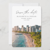 Waikiki Save the Date Hawaïaans Huwelijk Kaart (Voorkant)