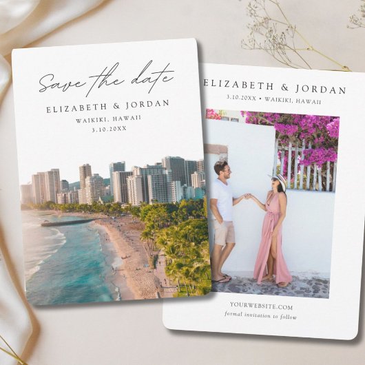 Waikiki Save the Date Hawaïaans Huwelijk Kaart