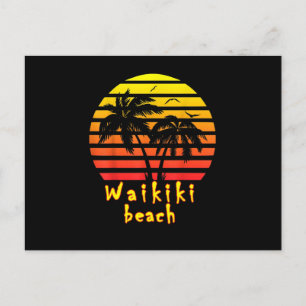 Waikiki strand hawaii honolulu  zonnepalm briefkaart