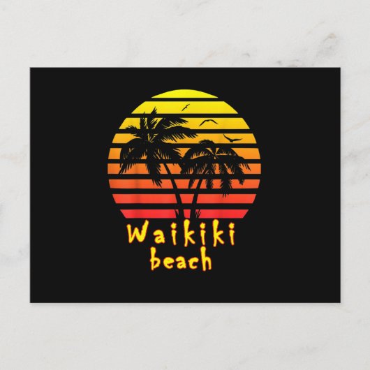 Waikiki strand hawaii honolulu  zonnepalm briefkaart (Voorkant)