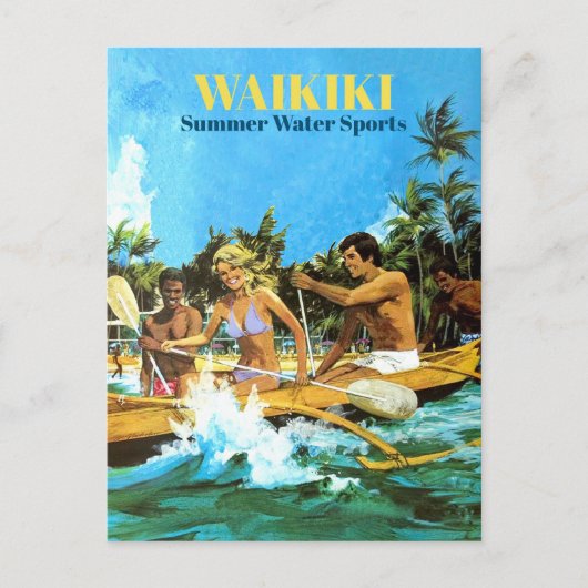 Waikiki, Summer Water Sports, Vintage Travel Briefkaart (Voorkant)