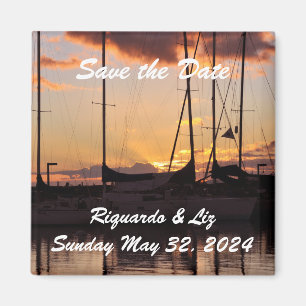 Waikiki Sunset Harbor Save the Date Wedding Magnet