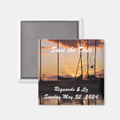 Waikiki Sunset Harbour Save the Date Bruiloft Magn Magneet (Voorkant / Achterkant)