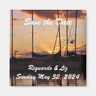 Waikiki Sunset Harbour Save the Date Bruiloft Magn Magneet