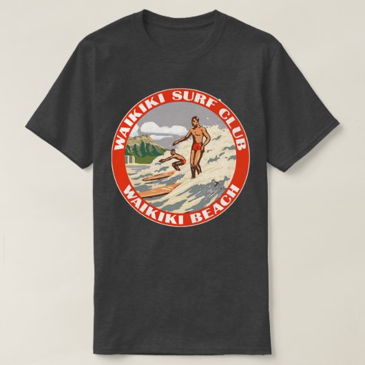 Waikiki Surf Club Vintage Reisstijl Souvenir T-shirt (Design voorkant)