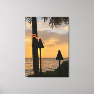 Waikiki Tiki Torches Canvas Afdruk