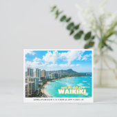 Waikiki Wedding Save the Date Skyline Postcard Briefkaart (Staand voorkant)