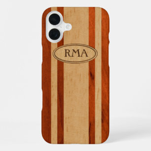 Waikokos Hawaiaans namaak houten surfboard-monogra iPhone 16 Plus Hoesje