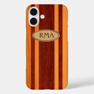 Waikokos Hawaiian Faux Wood Surfboard Monogram iPhone 16 Plus Hoesje