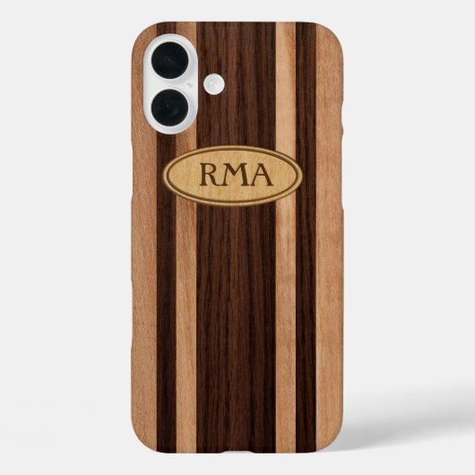 Waikokos Hawaiian Faux Wood Surfboard Monogram Case-Mate iPhone Case (Achterkant)