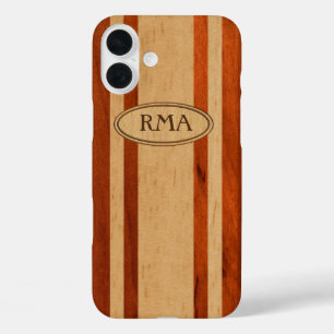 Waikokos Hawaiian Faux Wood Surfboard Monogram iPhone 16 Plus Hoesje