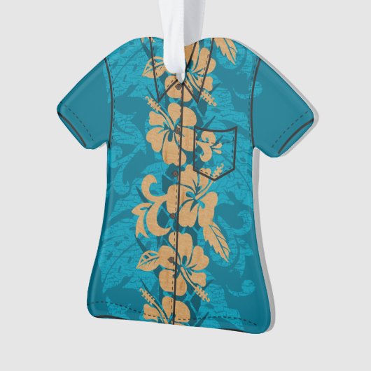 Waikoloa Faux Wood Hawaiian Hibiscus Aloha Shirt Ornament (voorkant)