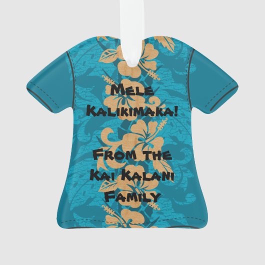 Waikoloa Faux Wood Hawaiian Hibiscus Aloha Shirt Ornament (achterkant)