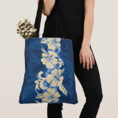 Waikoloa Hawaiian Hibiscus Floral Beach Tote Bag (Dichtbij)