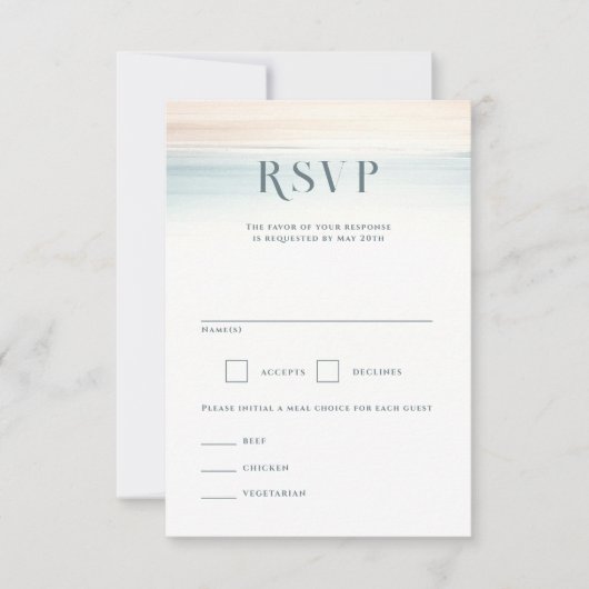 Wailea Beach bruiloft RSVP Kaartje (Voorkant)