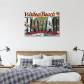 Wailea Beach, Hawaii - grote letterscènes Canvas Afdruk (Insitu (Slaapkamer))
