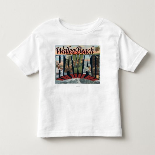 Wailea Beach, Hawaii - grote letterscènes Kinder Shirts (Voorkant)