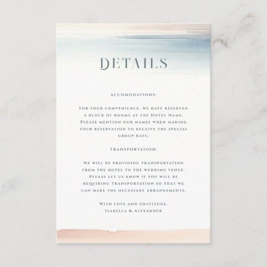 Wailea Bruiloft Informatiekaartje (Voorkant)