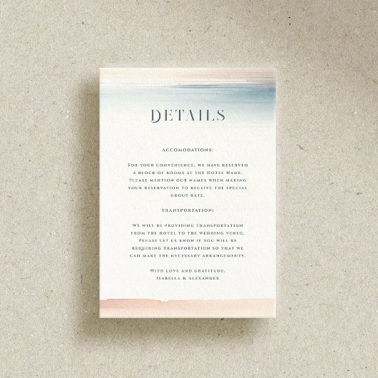 Wailea Bruiloft Informatiekaartje