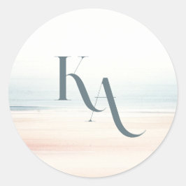 Wailea Bruiloft Monogram Ronde Sticker