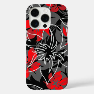 Wailea Hibiscus Hawaiian Floral Camo Red iPhone 16 Pro Hoesje