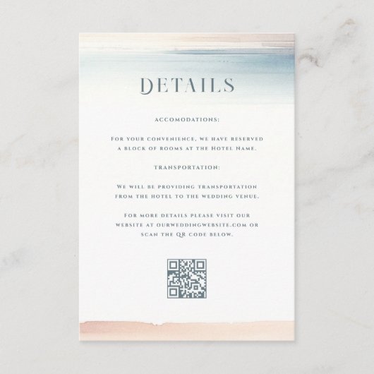 Wailea Huwelijk QR Code Informatiekaartje (Voorkant)