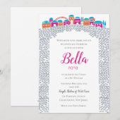 Wailing Wall Jerusalem Bat Mitzvah Uitnodiging (Voorkant / Achterkant)