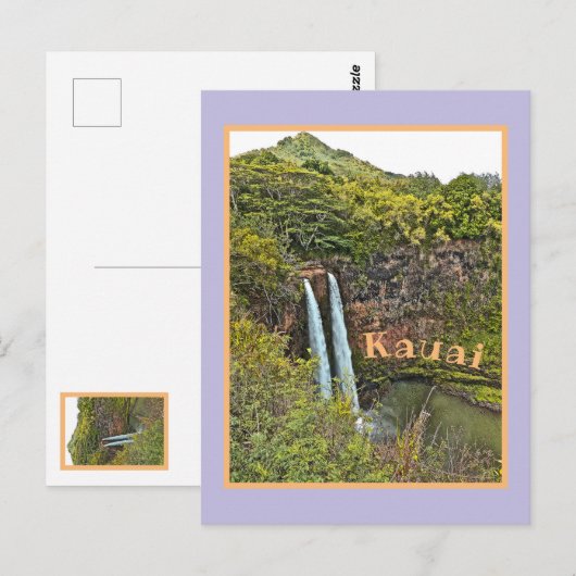 Wailua Waterfall in het Briefkaart Kauai (Voorkant / Achterkant)