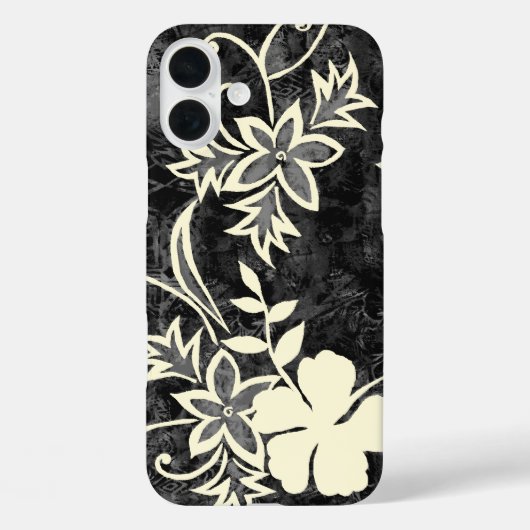 Waimanalo Hawaiian Hibiscus Batik Black Case-Mate iPhone Case (Achterkant)