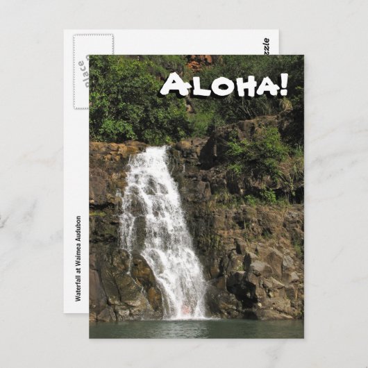 Waimea Audubon Waterfall van het Briefkaart Hawaï (Voorkant / Achterkant)
