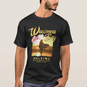 Waimea Bay Hawaï surfplank meisje Hawaiaanse surfe T-shirt