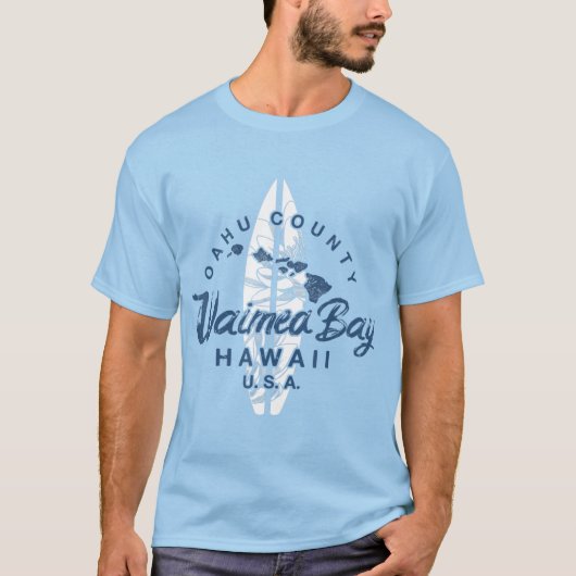 Waimea Bay Hawaii North Shore Oahu Hawaiian Surfin T-shirt (Voorkant)
