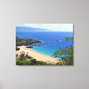 Waimea Bay, Oahu, Hawaii Canvas Afdruk