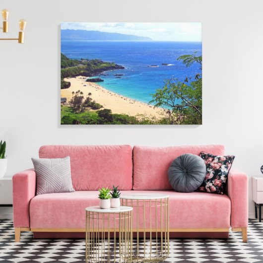Waimea Bay, Oahu, Hawaii Canvas Afdruk (Insitu (Woonkamer))