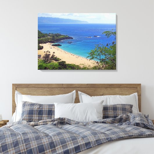 Waimea Bay, Oahu, Hawaii Canvas Afdruk (Insitu (Slaapkamer))