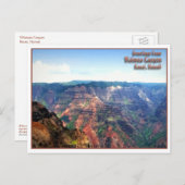 Waimea Canyon, Kauai, Briefkaart Hawaï (Voorkant / Achterkant)