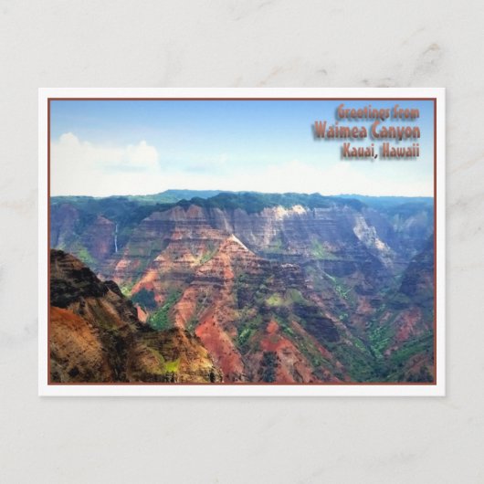 Waimea Canyon, Kauai, Briefkaart Hawaï (Voorkant)
