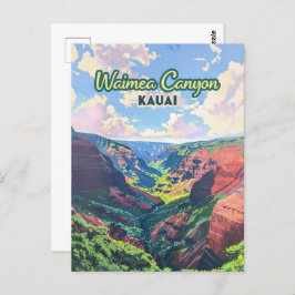 Waimea Canyon Kauai Hawaii Landschap Retro Briefkaart