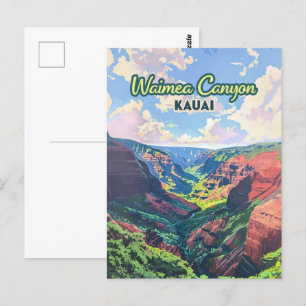 Waimea Canyon Kauai Hawaii Landschap Retro Briefkaart