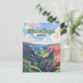 Waimea Canyon Kauai Hawaii Landschap Retro Briefkaart (Staand voorkant)